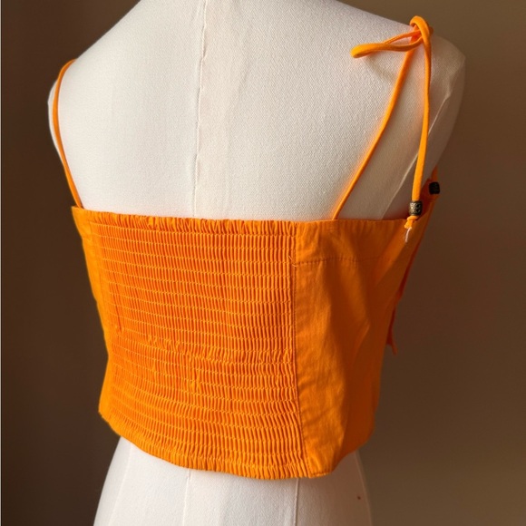 Anthropologie Orange Crop Tie Front Tank Top - Picture 3 of 5